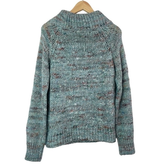 Moth Anthropologie Chunky Knit Marled Green Sweater Size Small - Picture 2 of 9